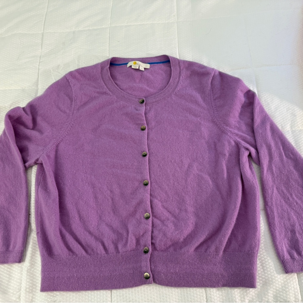 Boden Purple Button-Up Cardigan